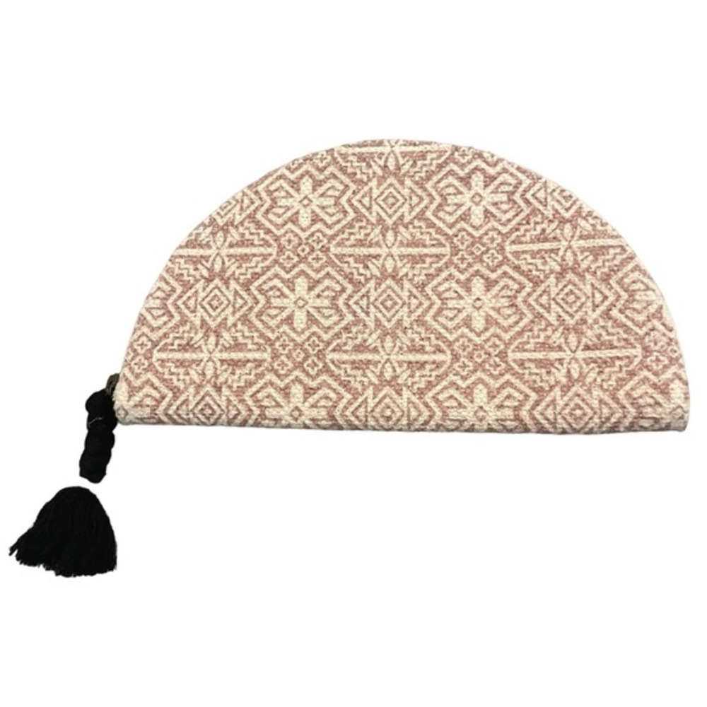 Universal Thread Pink & White Tribal Zippered Crescent Clutch